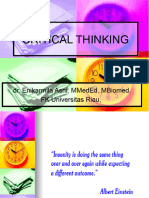 CRITICAL THINKING & REFLECTIVE LEARNING (Tanggal 07-09-2018)