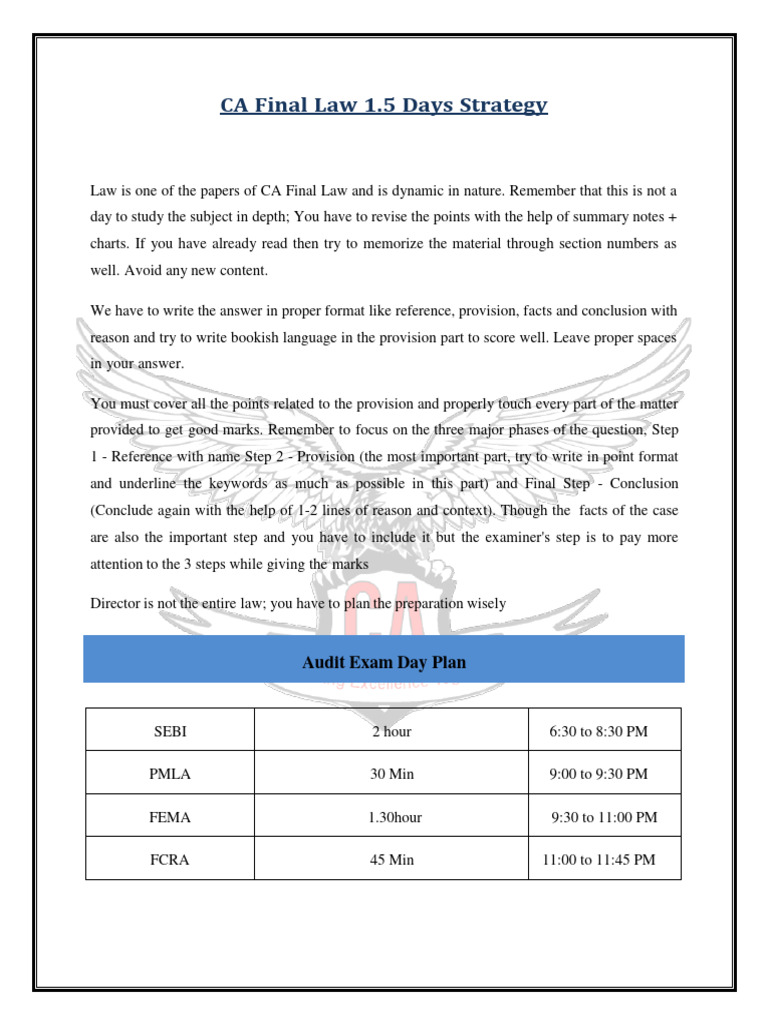 CA Final Law Exam Day Strategy Guide | PDF | Justice | Crime & Violence