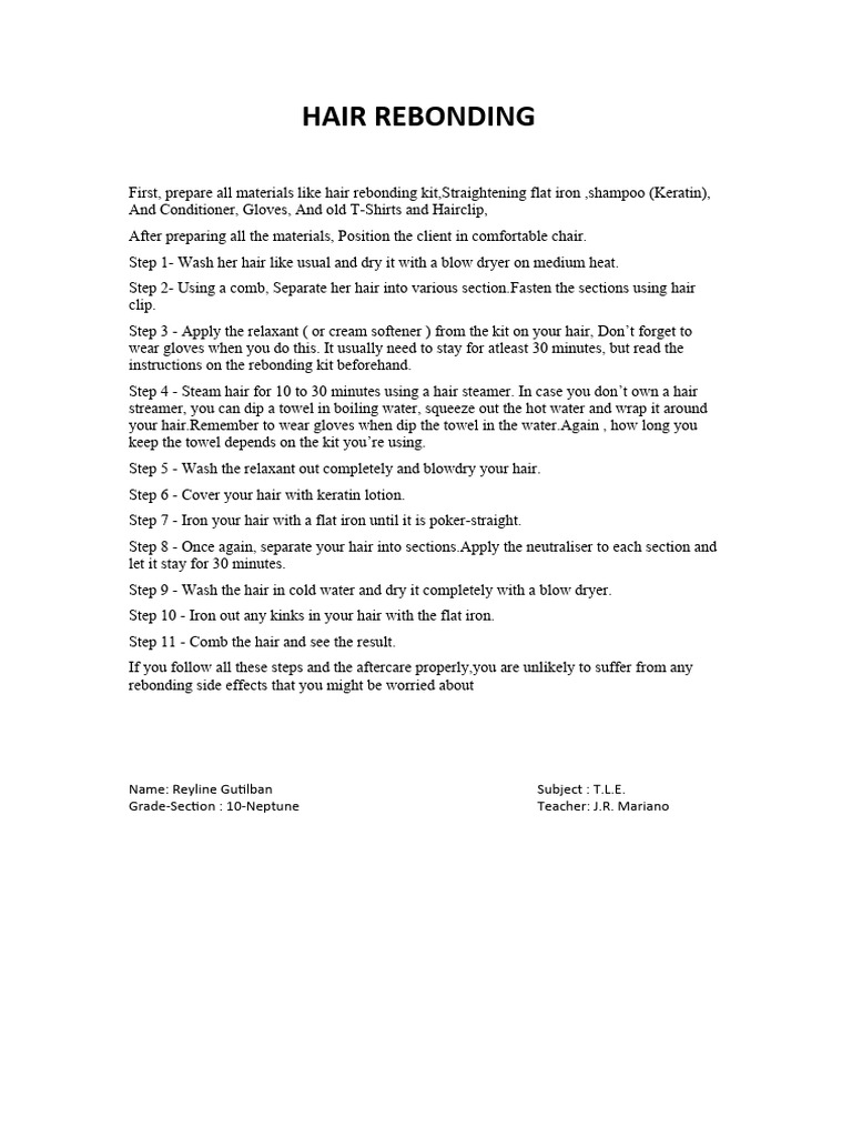 Hair Rebonding PDF