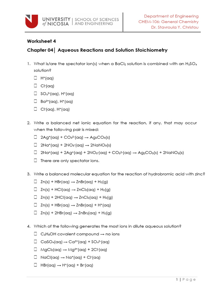 Chemistry Problem Set | PDF | Molecules | Chemical Elements
