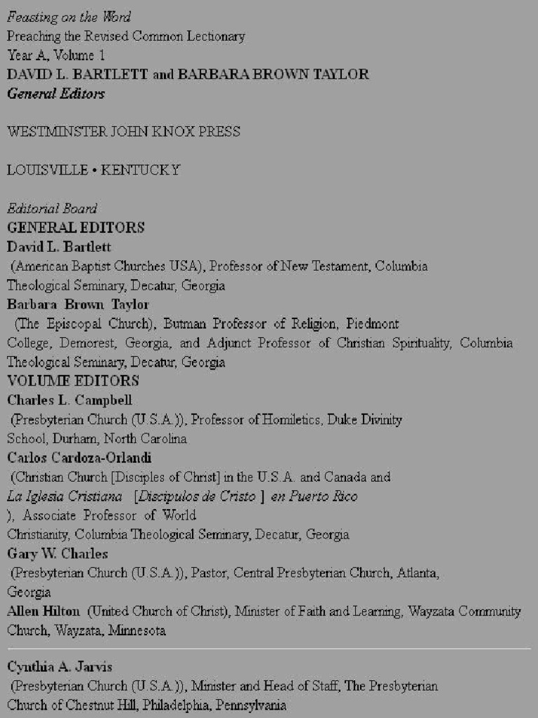 Preaching The Revised Common Lectionary Year A Volume 1 Etc. Z Library PDF Sermon