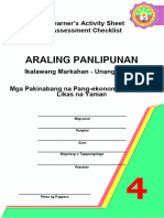 Araling Panlipunan: Learner's Activity Sheet Assessment Checklist