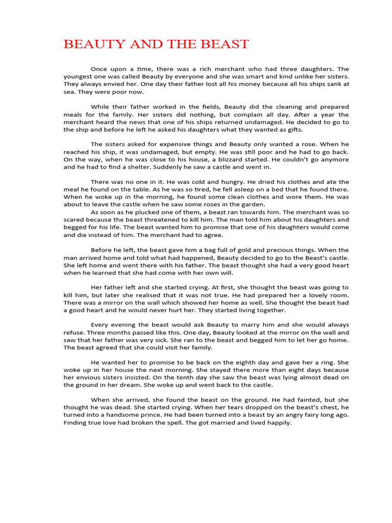 What Happened In The Original Beauty And The Beast Story