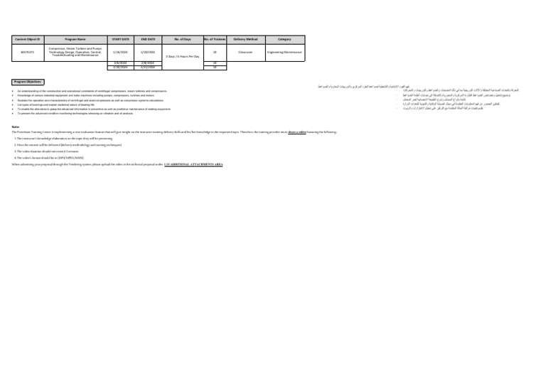 Schedule & Objectives - Compressor, Steam Turbine | PDF | Mechanical ...