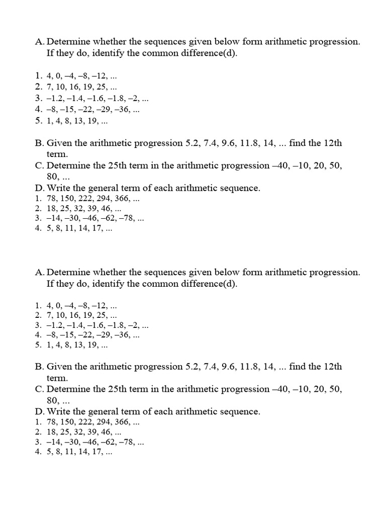 Arithmetic practice pdf