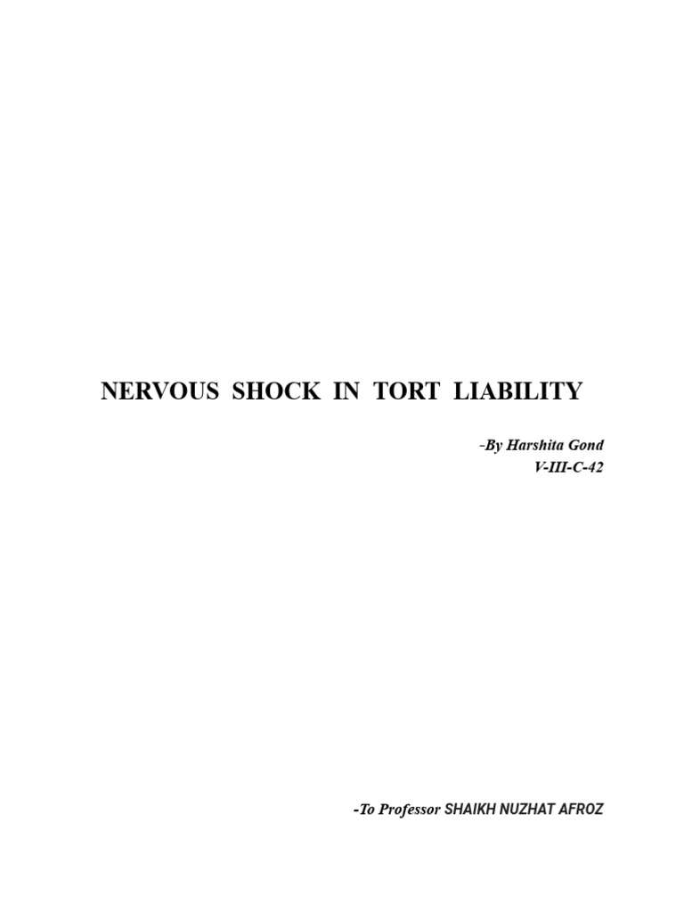 Nervous shock in tort liability pdf negligence damages