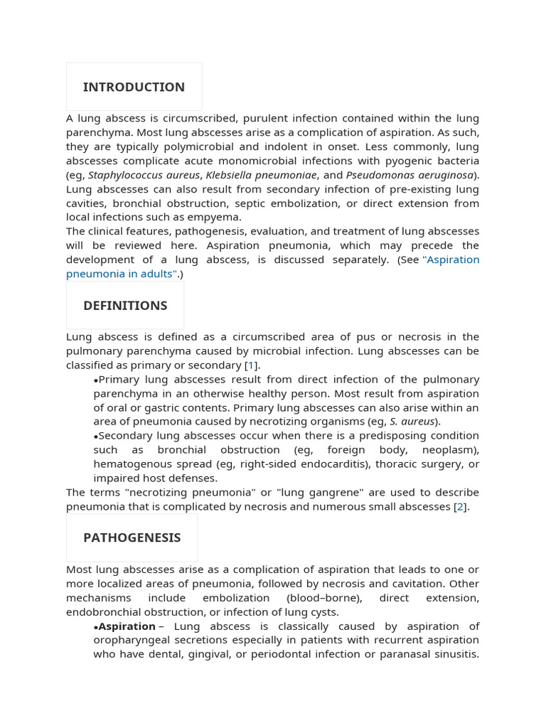 Lung abscess uptodate pdf