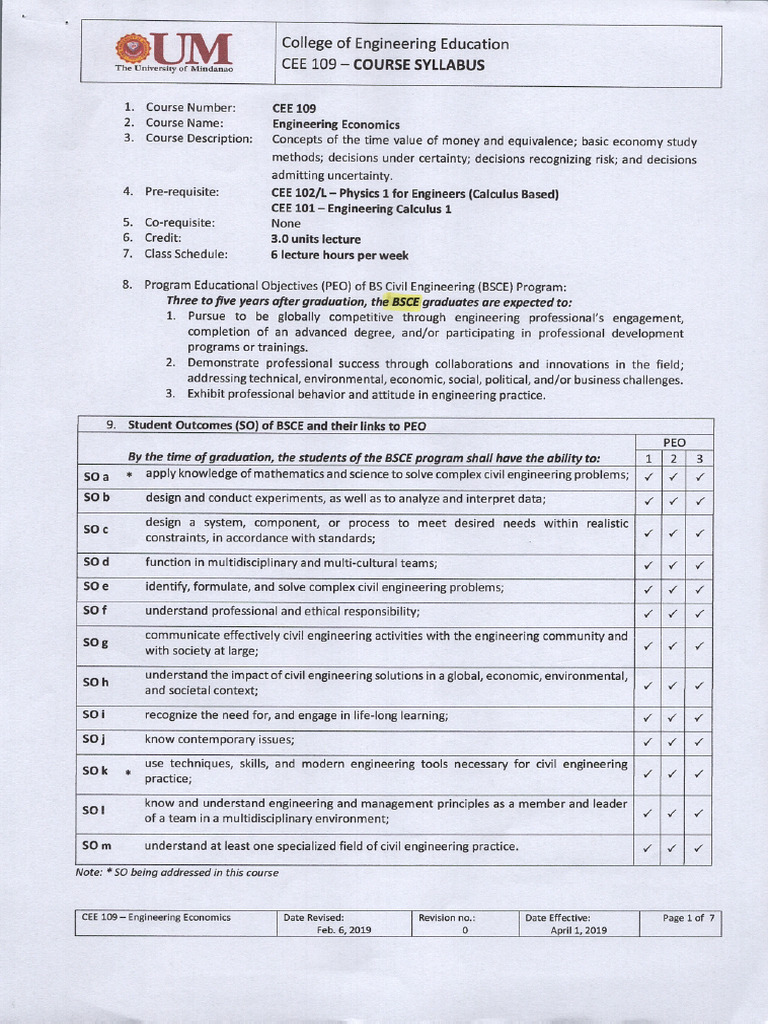 Cee 109 - Engineering Economics (Ce) | PDF