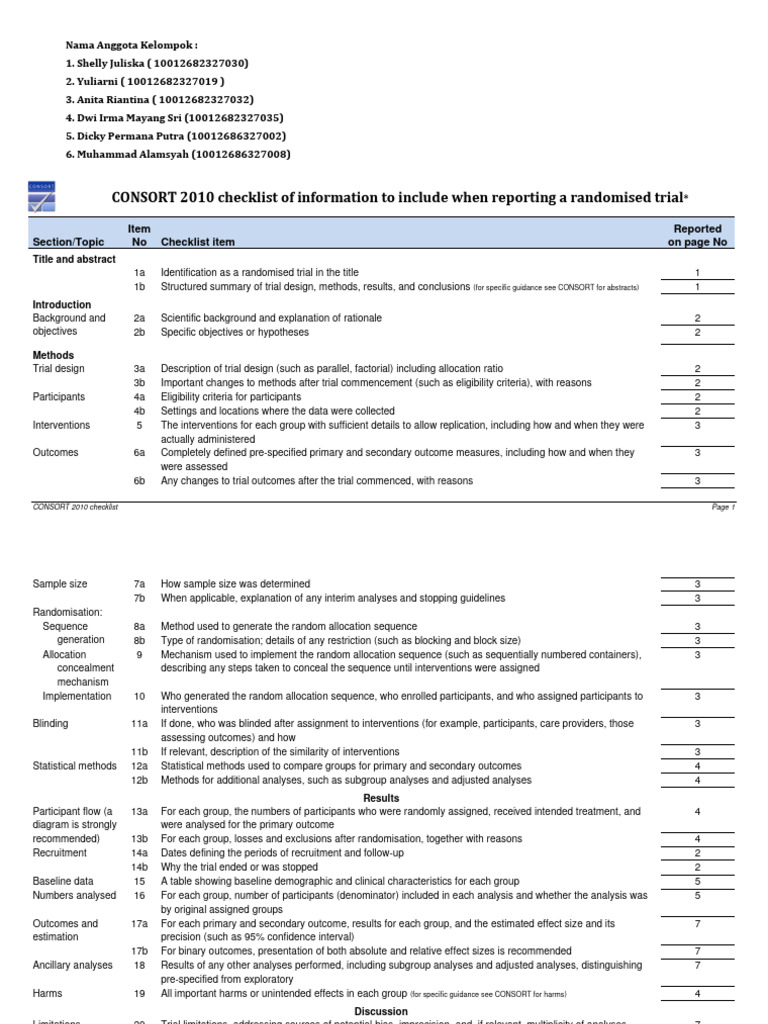 CONSORT 2010 Checklist for RCT Reporting | PDF | Data Analysis ...