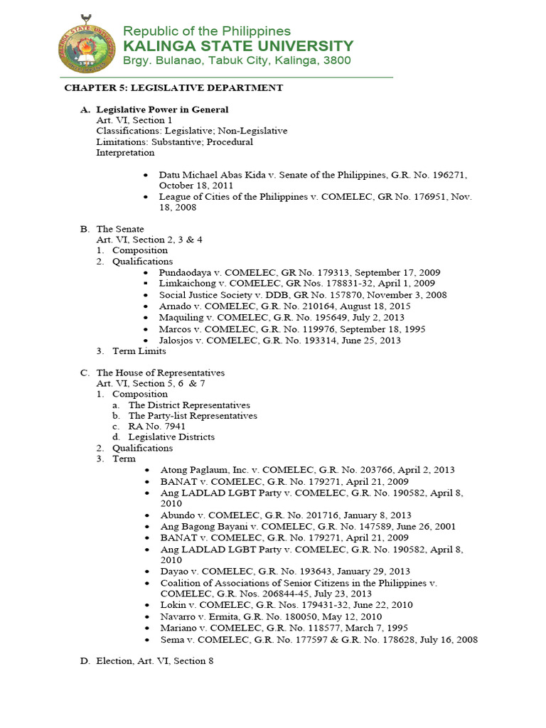 CHAPTER 5. The Legislative Department PDF Commission On Elections (Philippines) Government