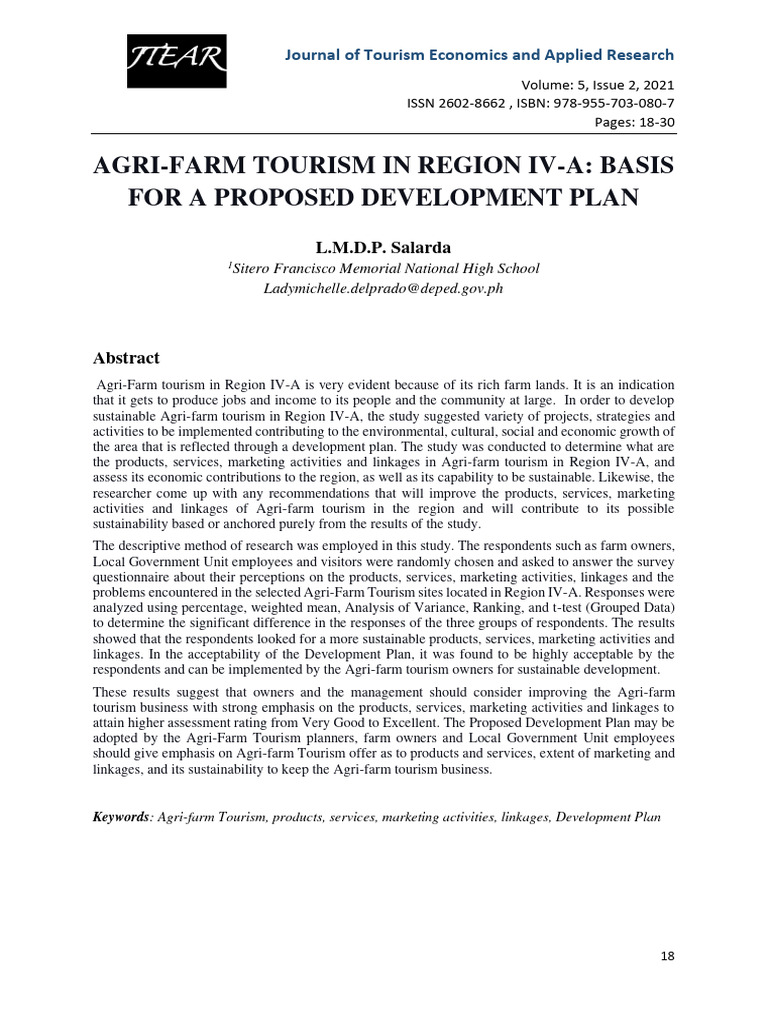 Agri-Farm Tourism Development Plan | PDF