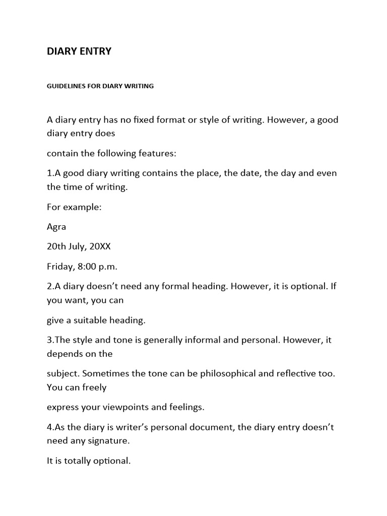 Diary Entry PDF