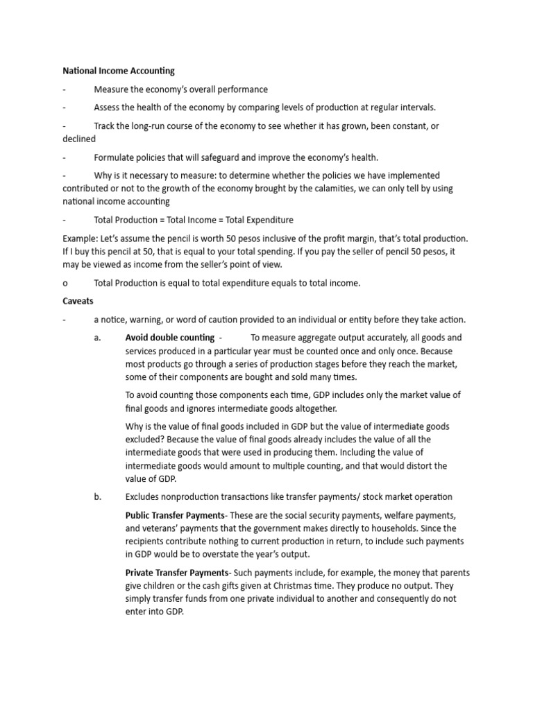 National Income Accounting Notes | PDF | Gross Domestic Product ...