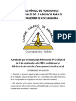 Arance Mínimo Honorarios Cochabamba 2023
