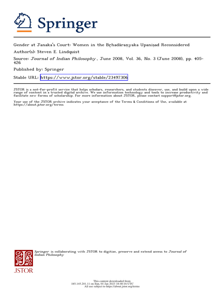 Gender at Janaka's Court-Women in The Br̥hadāra Yaka Upani Ad ...