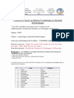 Concours D'accès Master Sécurité: Et Informatique