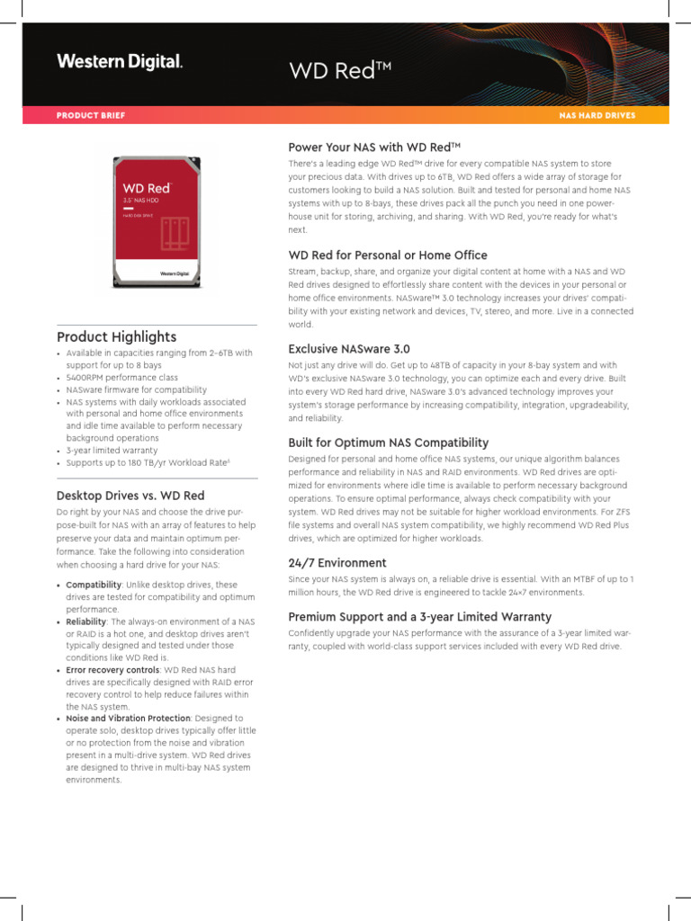 Product Brief Western Digital WD Red HDD | PDF | Hard Disk Drive ...
