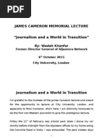 Download Journalism and a World in Transition James Cameron Memorial Lecture 2011 by Wadah Khanfar by City Journalism SN67769936 doc pdf