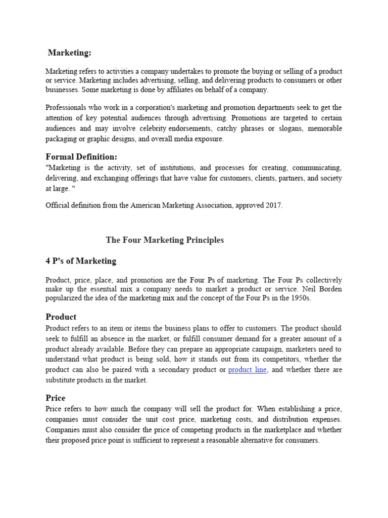 Understanding Marketing Principles and Importance | PDF | Marketing | Brand