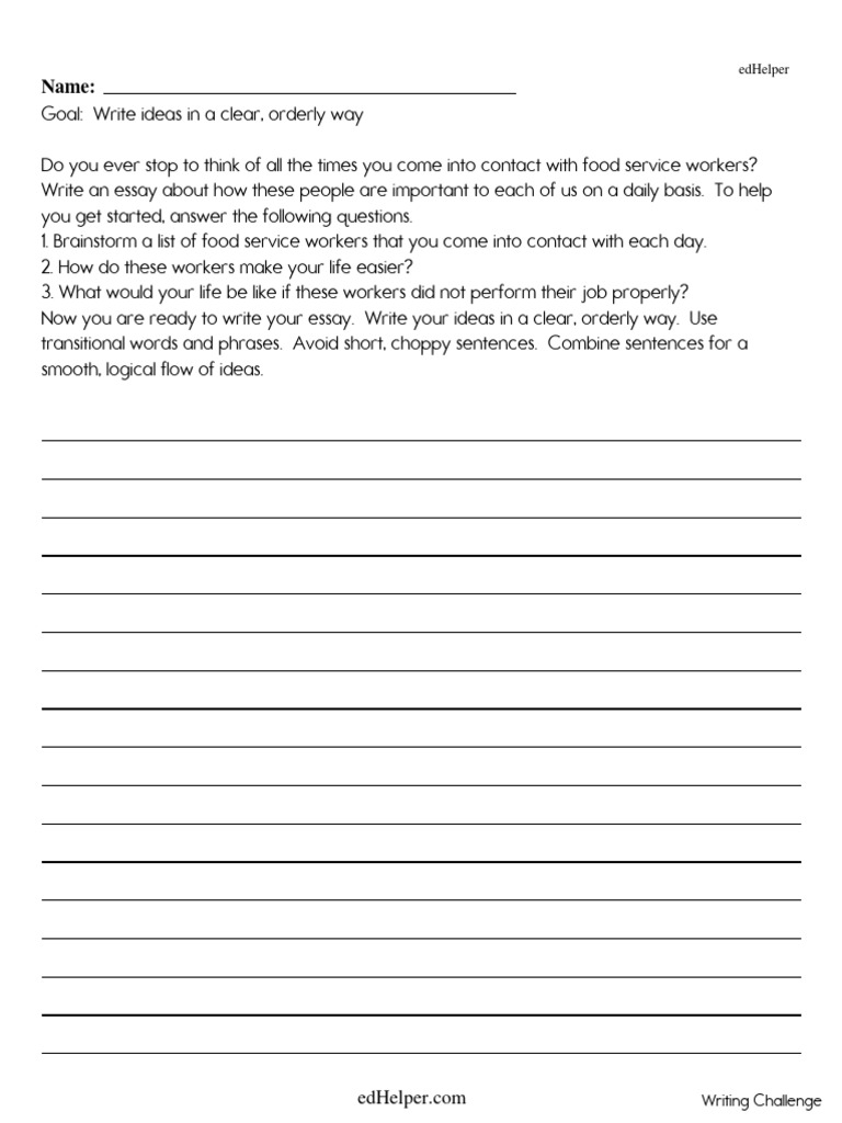6th Grade Writing Prompts Worksheets PDF Business