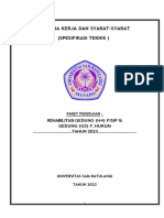 Spesifikasi Teknis Rehabilitasi Gedung H4 Fisip Gedung G5 F.hukum 2023