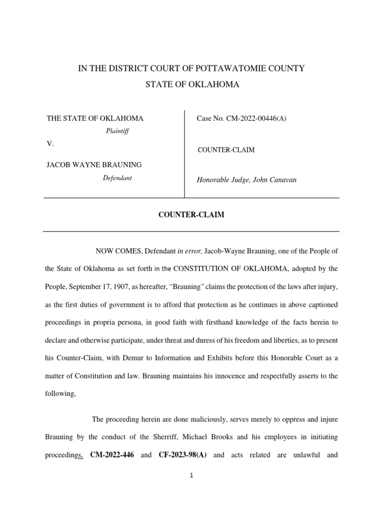 Pottawatomie County Sheriff's Office Counterclaim | PDF
