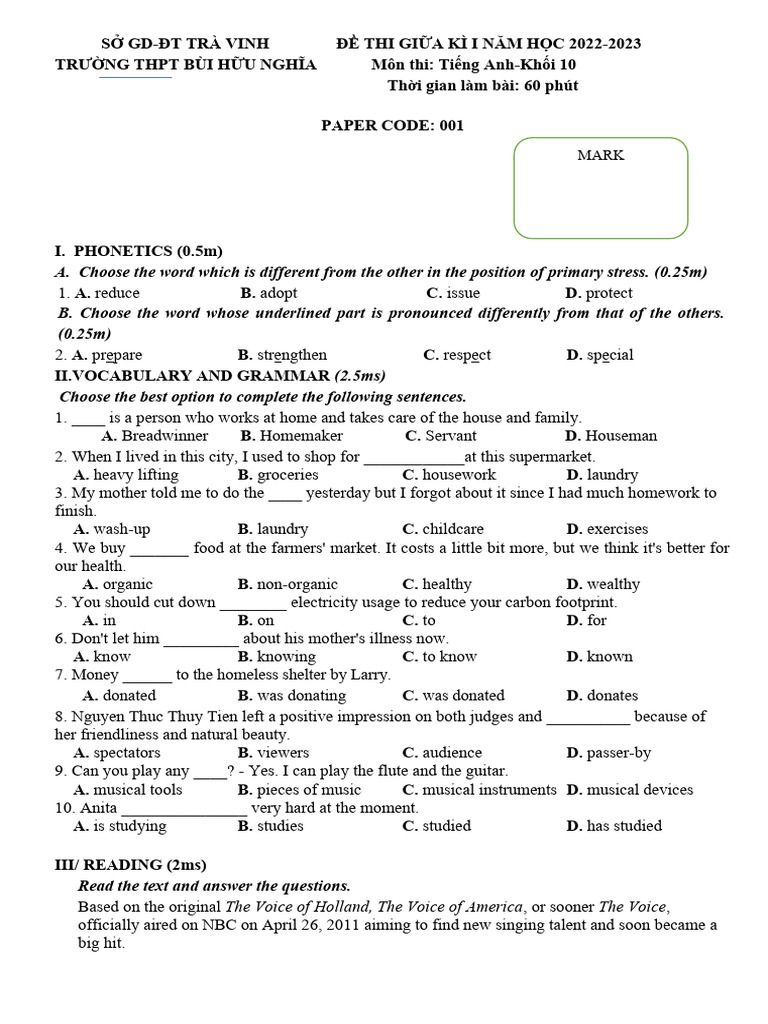 Mid-Term Test - E10 (22-23) | PDF