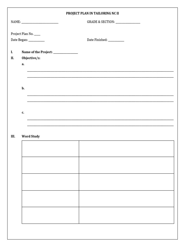 Project Plan in Dressmaking | PDF | Seam (Sewing) | Clothing