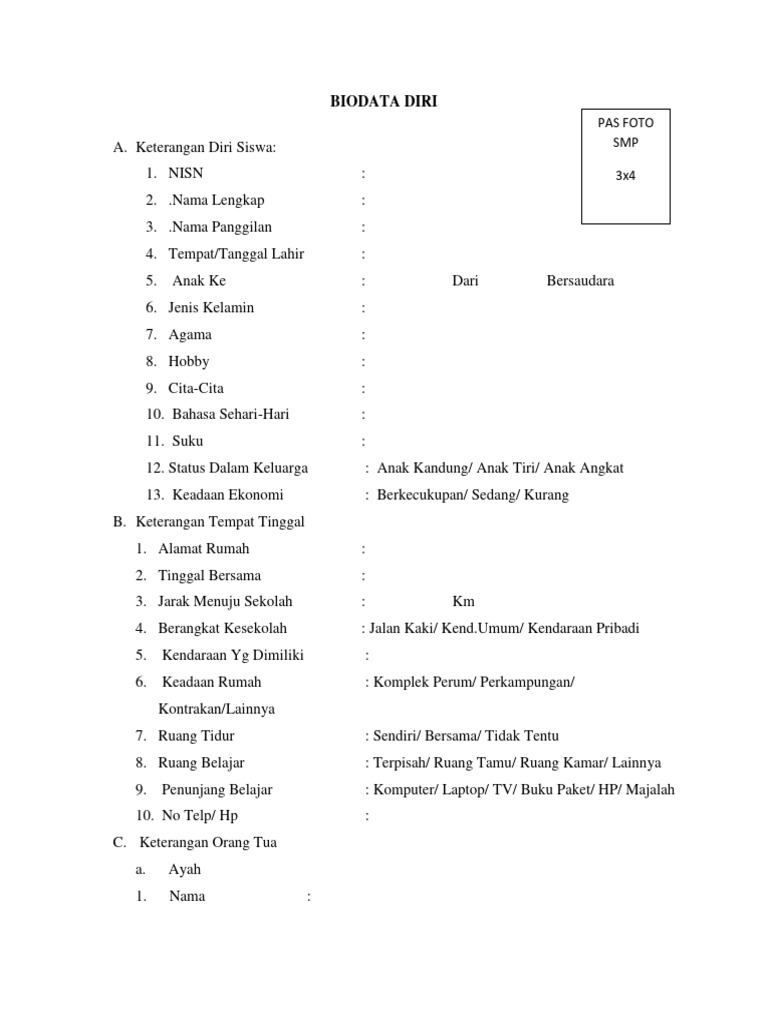 Biodata Siswa Pdf
