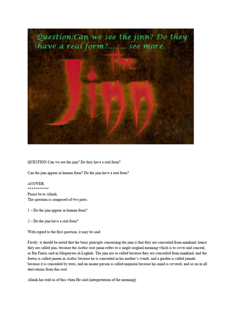 Jinn: Forms and Visibility Explained | PDF | Jinn | Muhammad