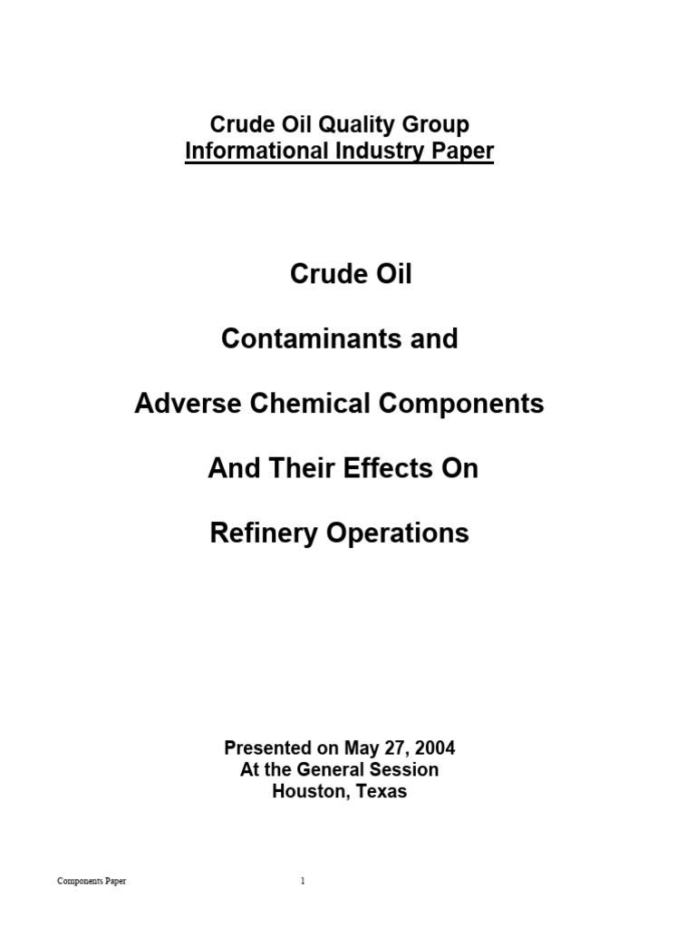 Components In Crude Oil Pdf Petroleum Oil Refinery