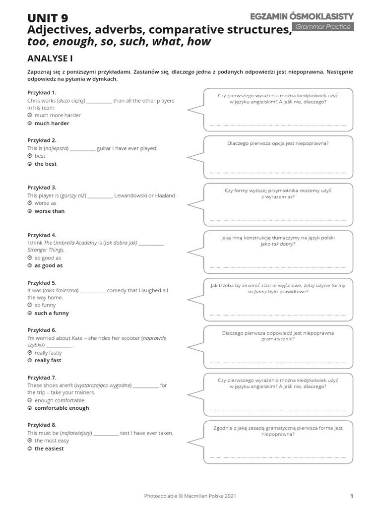 Grammar Practice Unit 9 Wersja Edytowalna Pdf