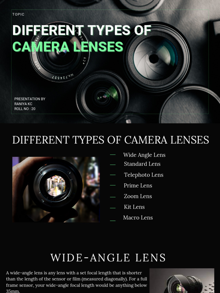 Different Types of Camera Lenses PDF Camera Lens Zoom Lens