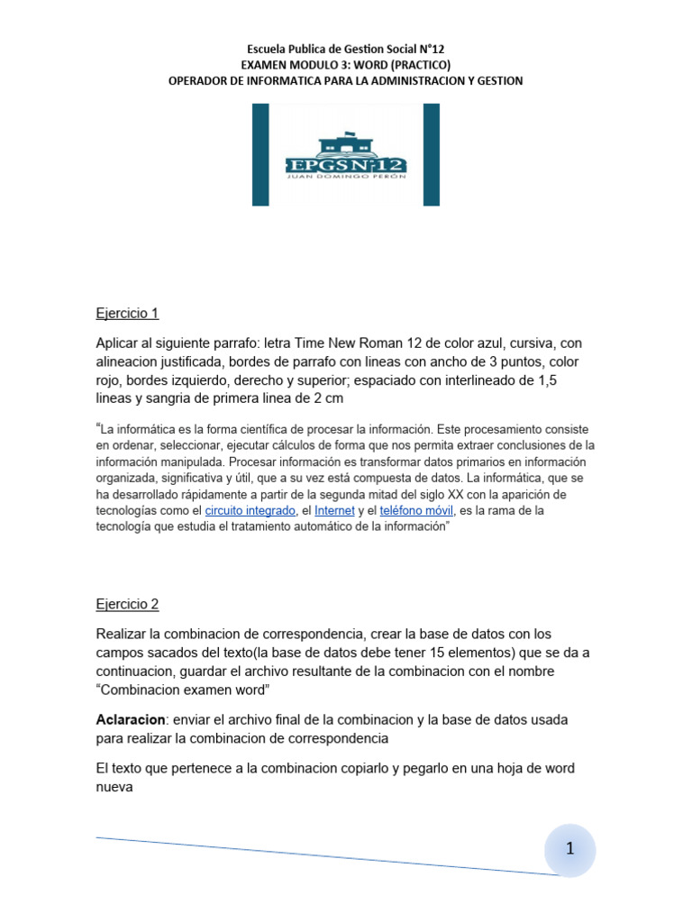Examen Modulo 3 Word Practico Pdf