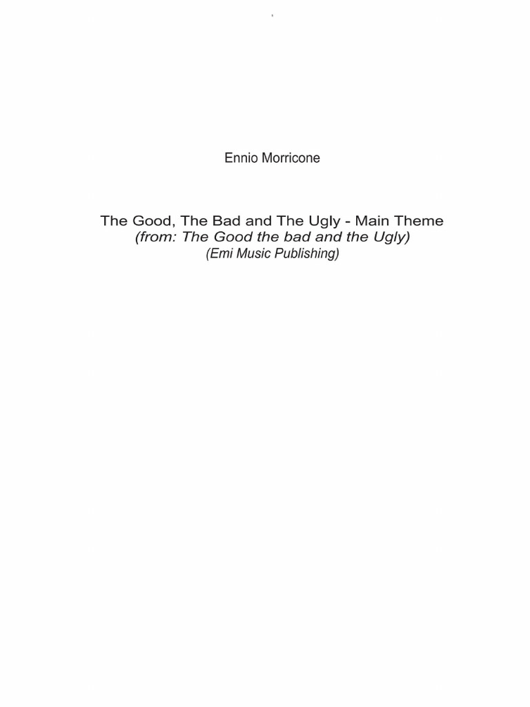 The Good The Bad and The Ugly (Main Theme) - Ennio Morricone | PDF