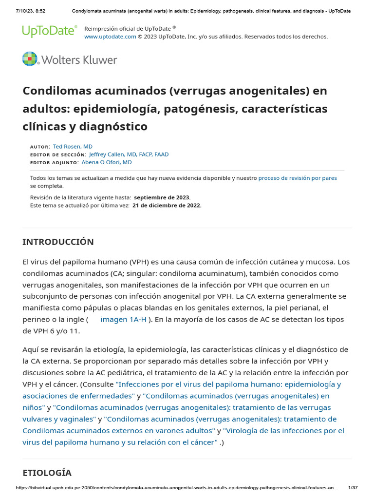 Condilomas Acumiados (Verrugas Genitales) en Adultos Clasificación ...