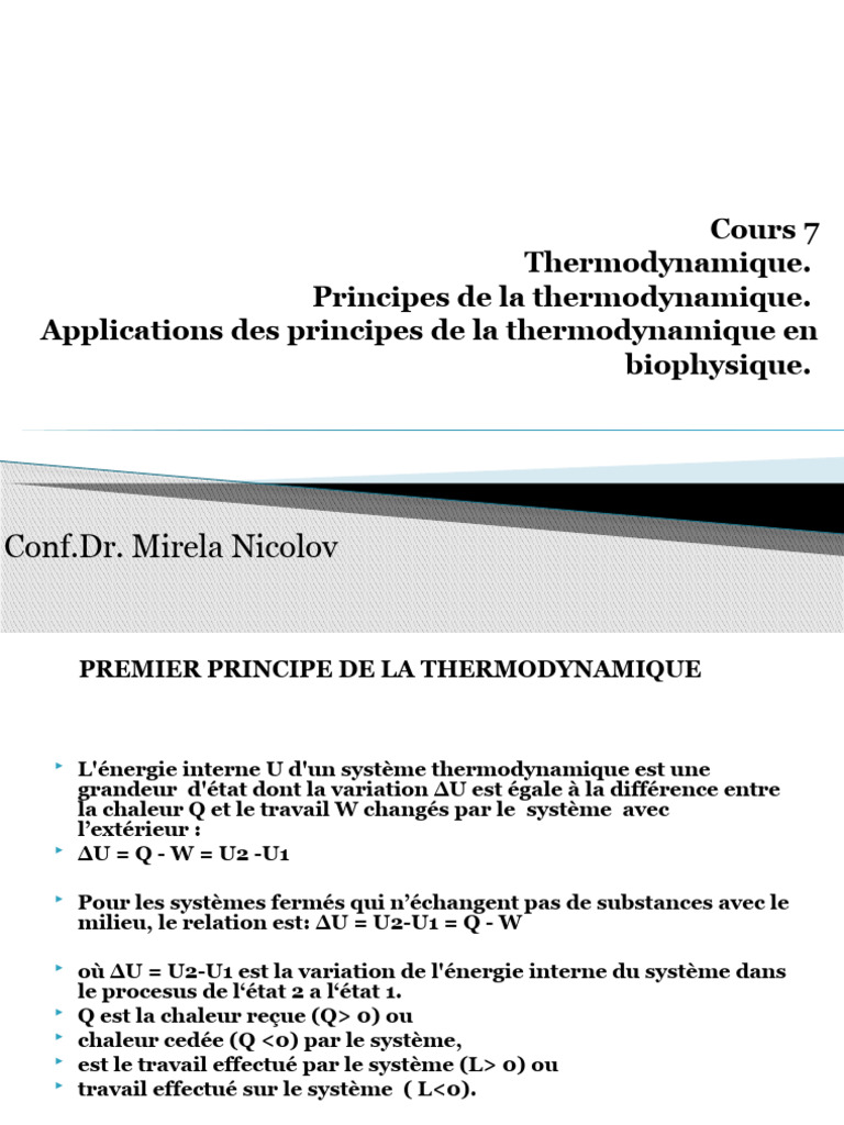 Principes de la thermodynamique | PDF | Entropie | Thermodynamique