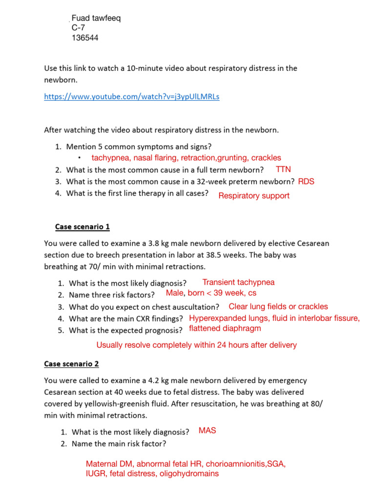 Respiratory Distress in The Newborn Module | PDF | Clinical Medicine ...
