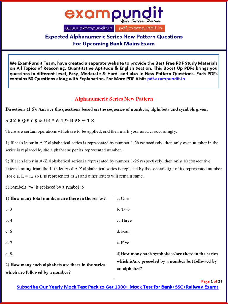 New pattern alphanumeric series questions for sbi clerk mains exam