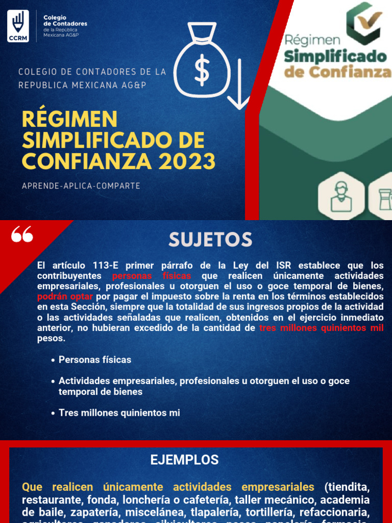 Régimen Simplificado de Confianza 2023 PDF Impuesto sobre la renta