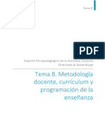 Tema 8. Metodología Docente Currículum y Programación de La Enseñanza