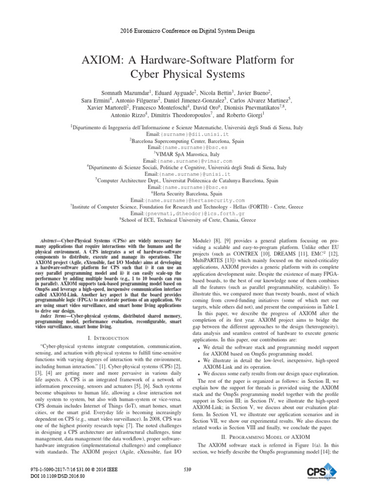 AXIOM: Hardware-Software for CPS | PDF | Field Programmable Gate Array ...