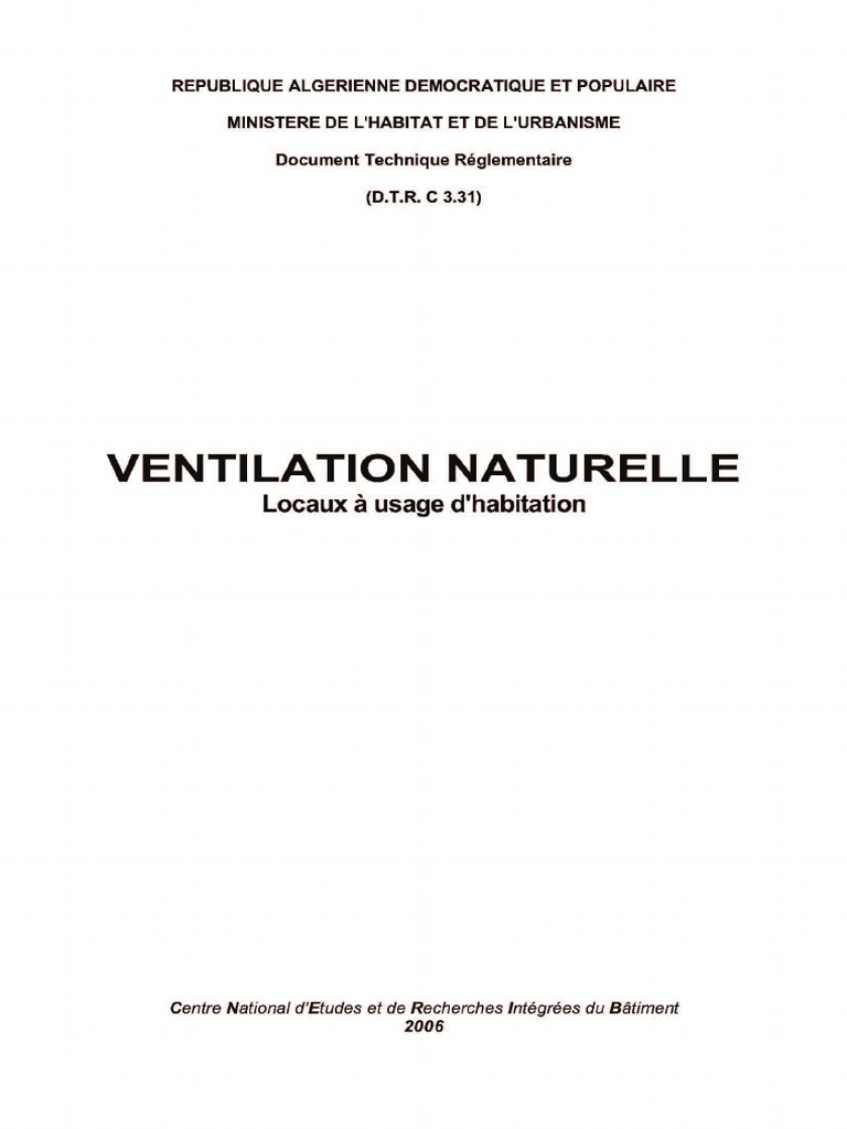 Ventilation Naturelle Locaux A Usage D'habitation DTR C3.31. PDF — free download