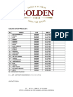 Golden Syrup Price List