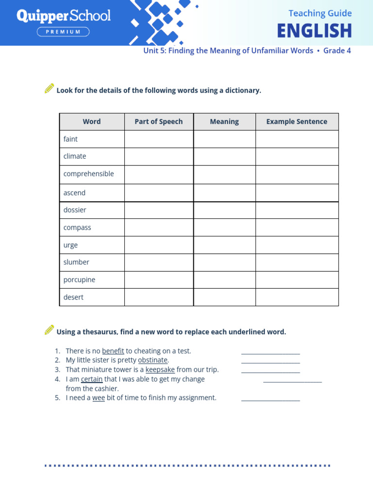 PDF (Texts) English 4 Unit 5 Lesson 3 Finding The Meaning of