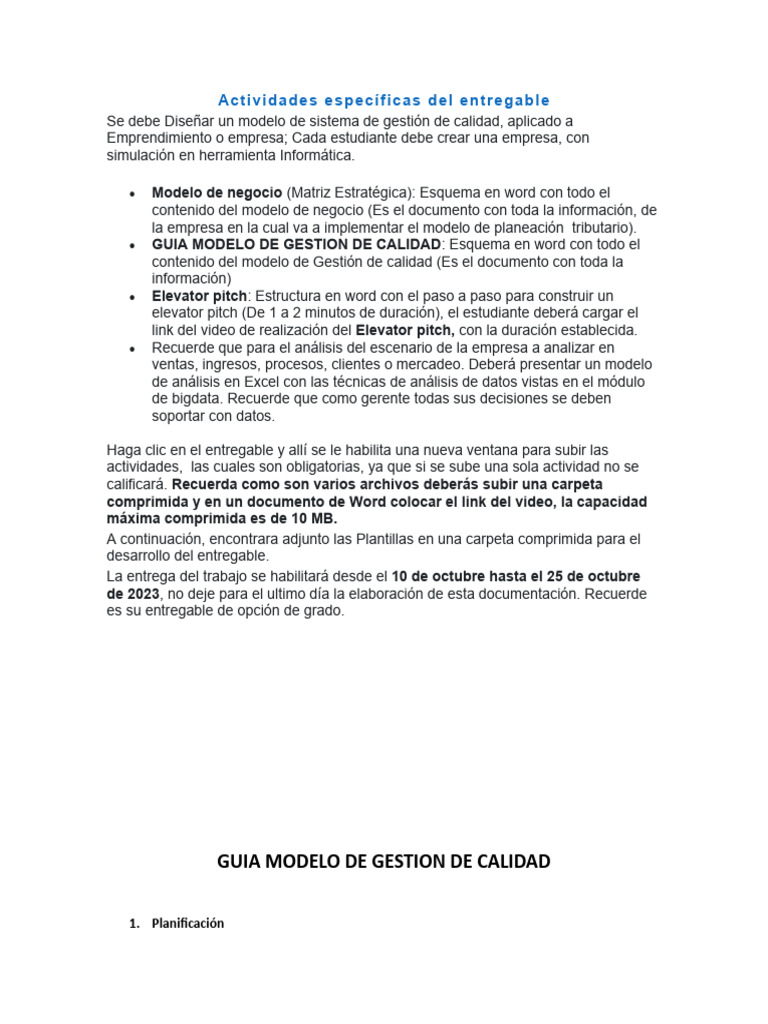 Modelo de Gestión de Calidad Empresarial | PDF | Iniciativa empresarial ...