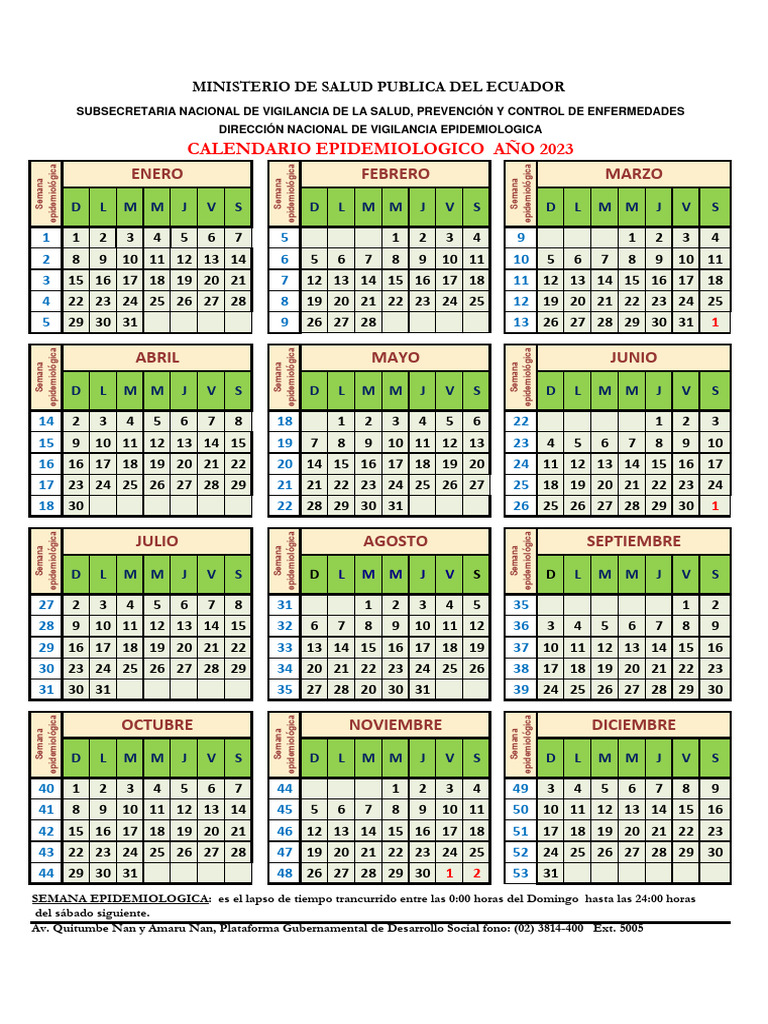 Calendario Epidemiologico 2023 PDF