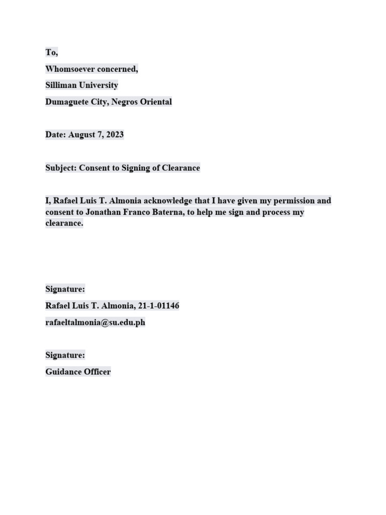 Letter of Consent | PDF