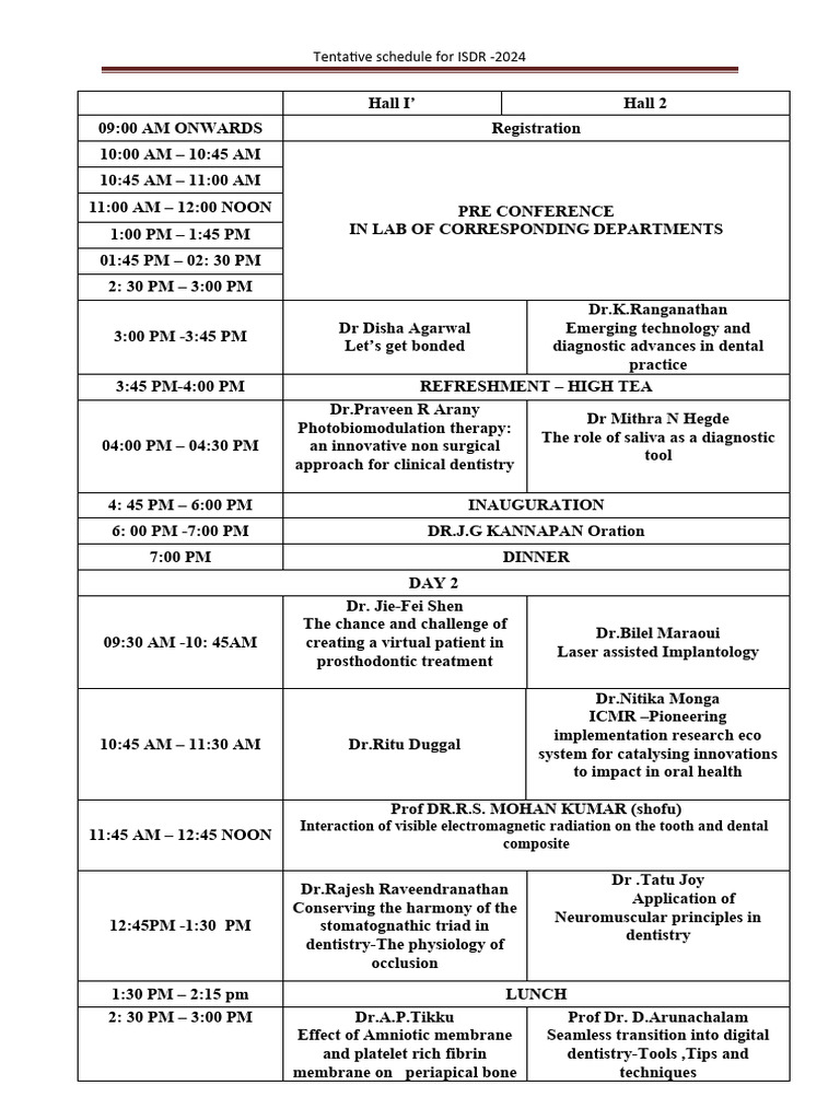 Hall Schedule Time Topic PDF