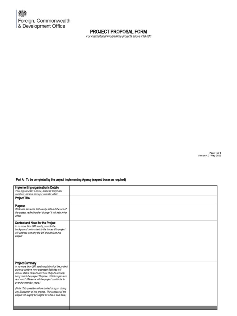 Project Proposal Form Template | PDF